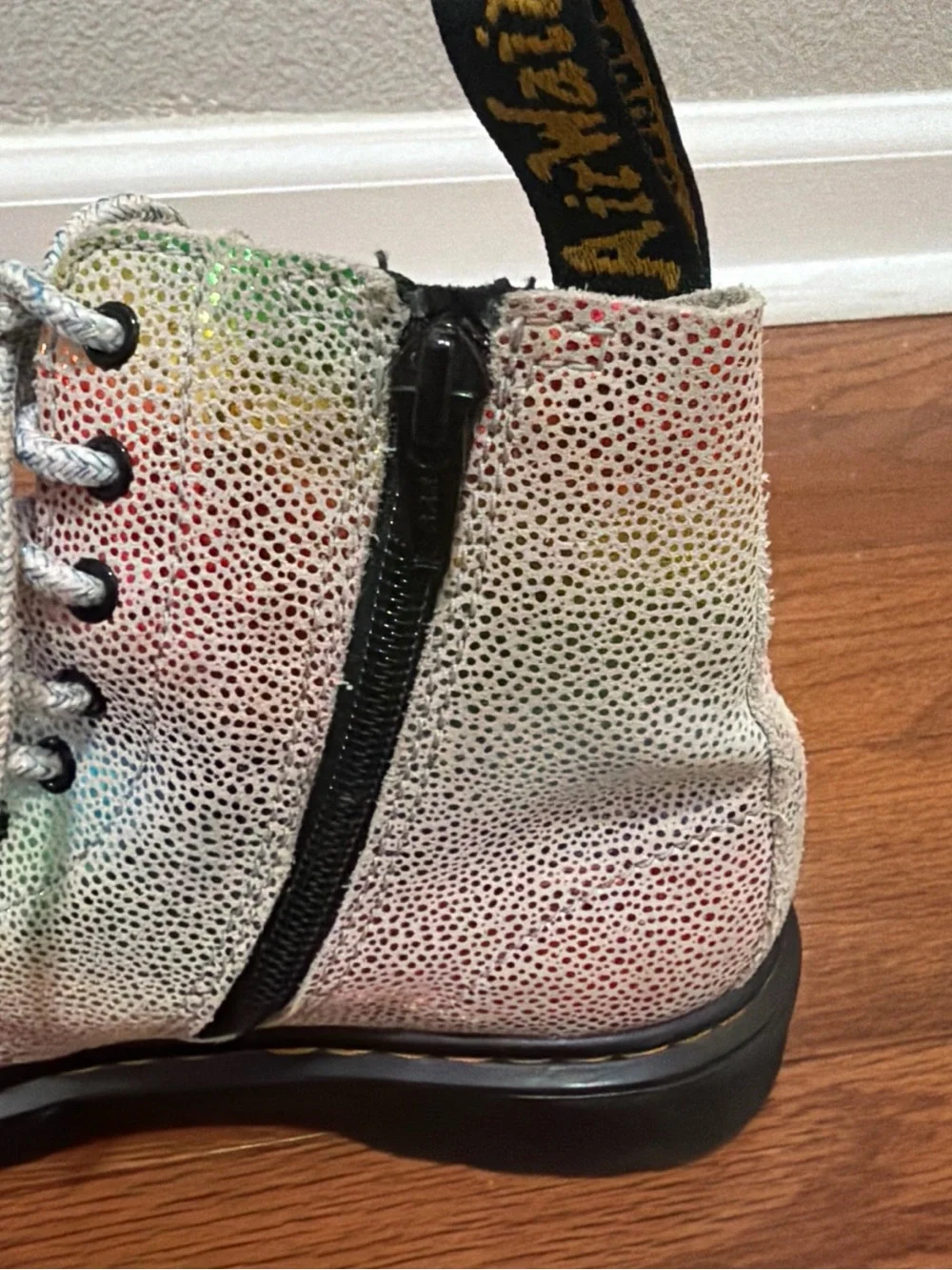 Dr. Martens 1460 Pascal T Girls  Rainbow Glitter Boots Size US 3